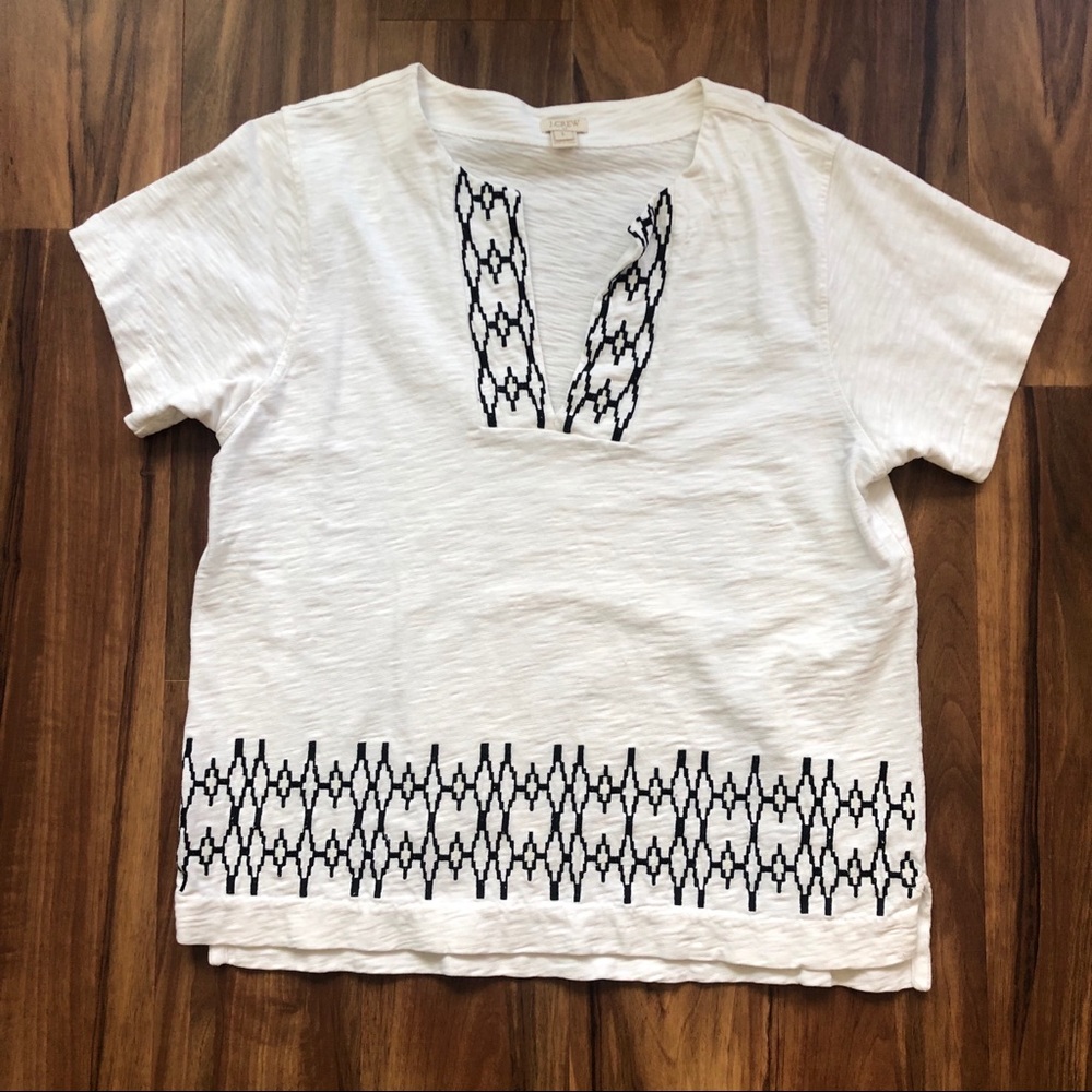 J. Crew Aztec Detail Short Sleeve V-Neck Tunic Top